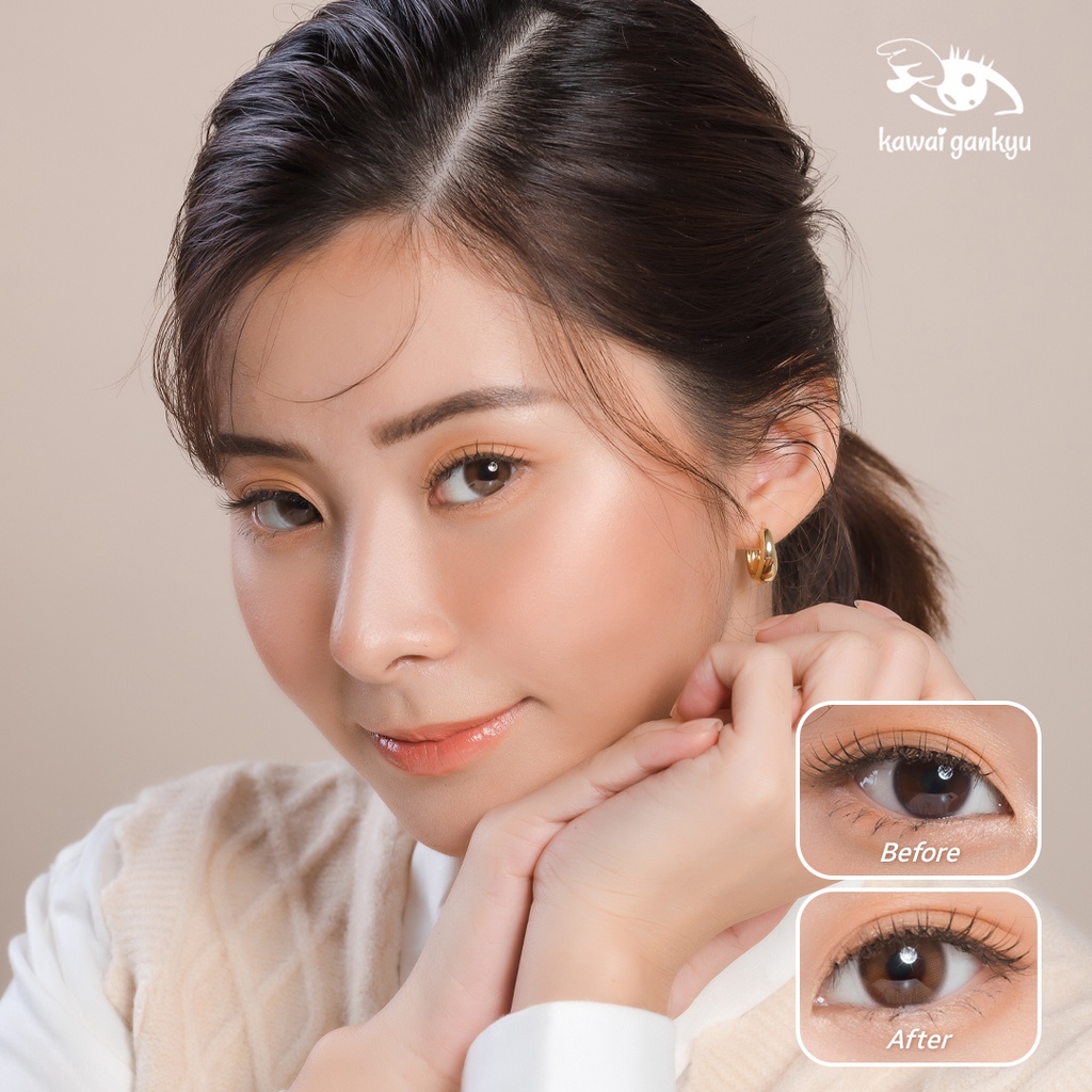 KawaiGankyu Softlens - Clearie Tear Drop Brown (1pcs/ Setengah pasang)