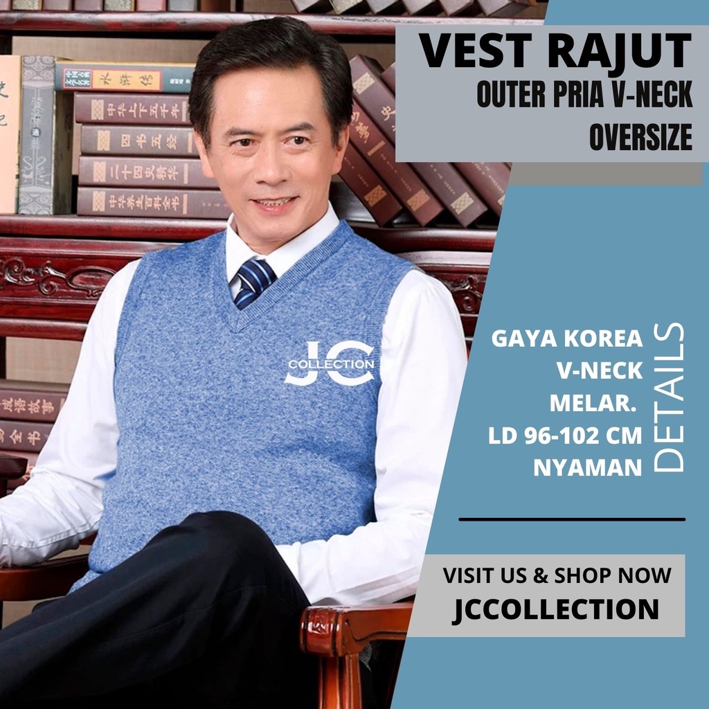 Rompi Kantor Unisex Korean Look / Vest Korea V-Neck / Rompi Pria Rajut Knitting JCCollections