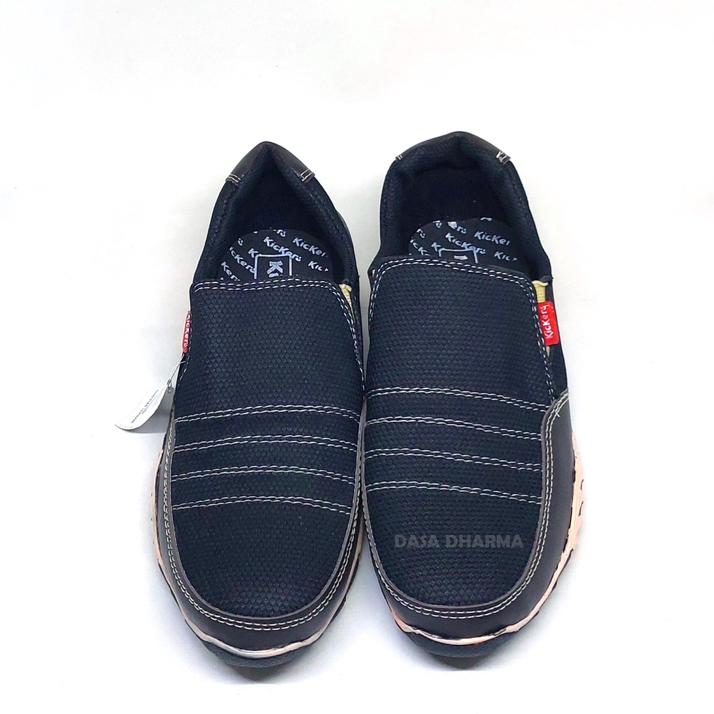 Sepatu Slip On Pria Casual Warna Hitam Size 39 - 43 Model Terbaru