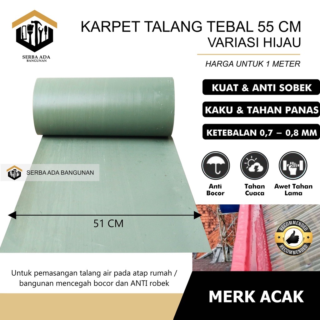 Karpet Talang Air Per Meter 55 (Bersih 51cm) Merah Hitam Pabrikan READY !!