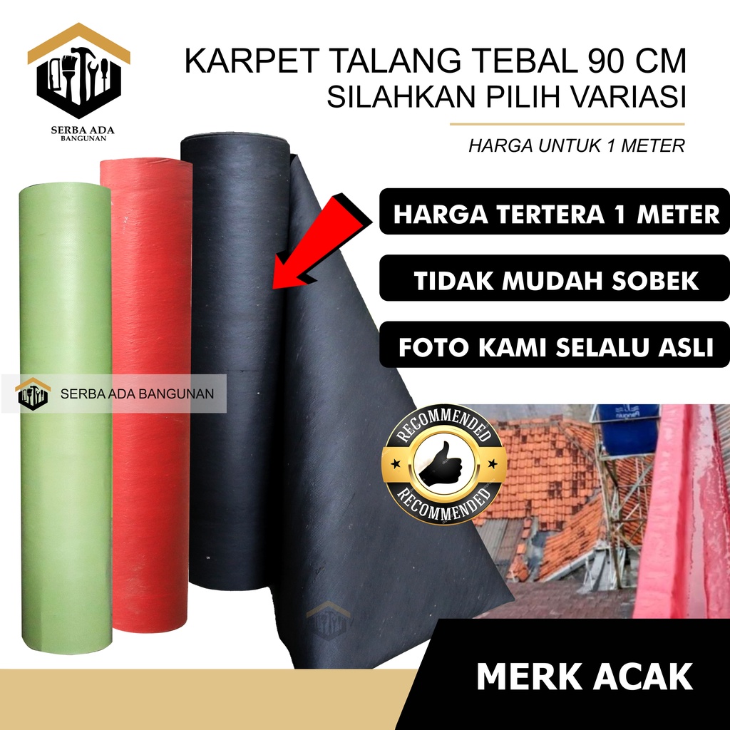 Karpet Talang Air Per Meter 90 (Bersih 86cm) Merah Hitam Pabrikan READY !!