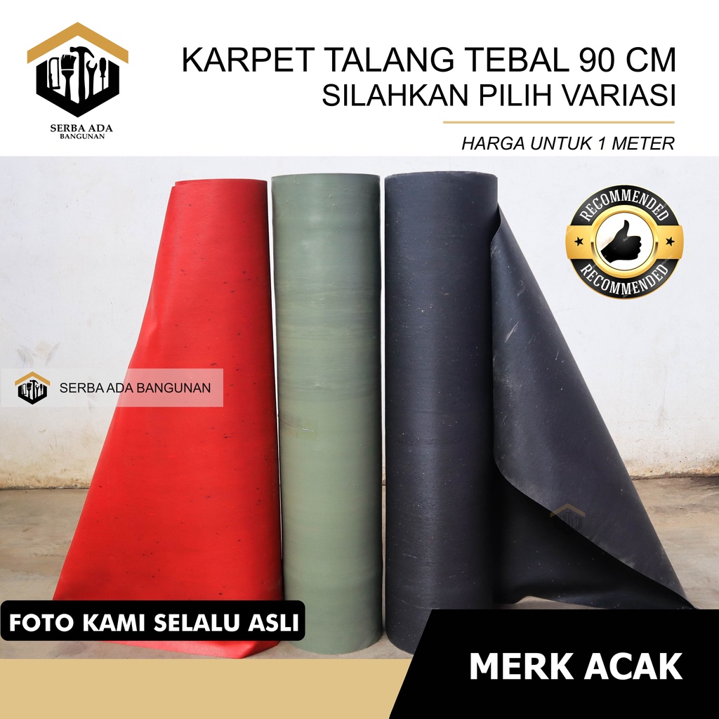 Karpet Talang Air Per Meter 90 (Bersih 86cm) Merah Hitam Pabrikan READY !!