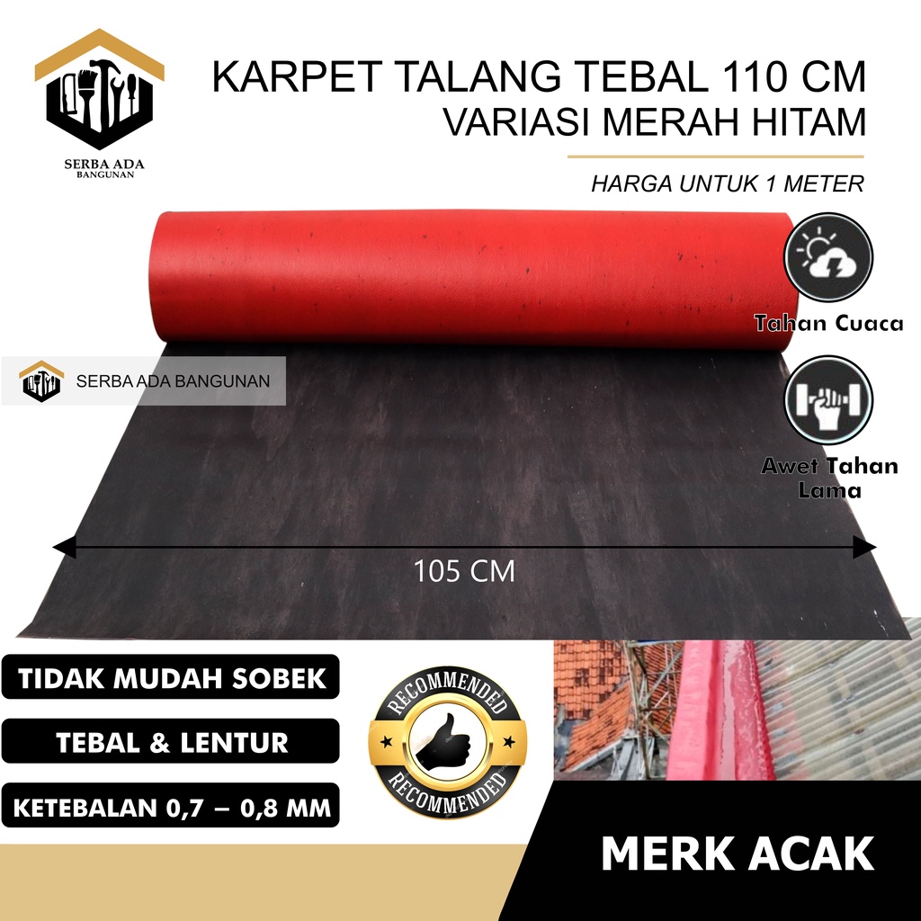 Karpet Talang Air Per Meter 110 (106 cm) Merah Hitam Hijau Pabrikan READY!!