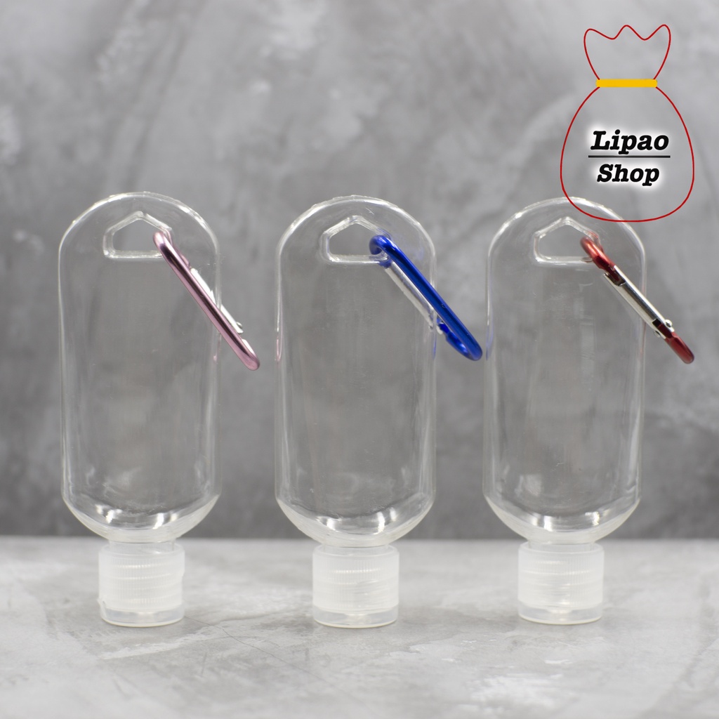 Botol Fliptop 30ml / 50ml Plastik Gantungan / Carabiner Sanitizer Gel