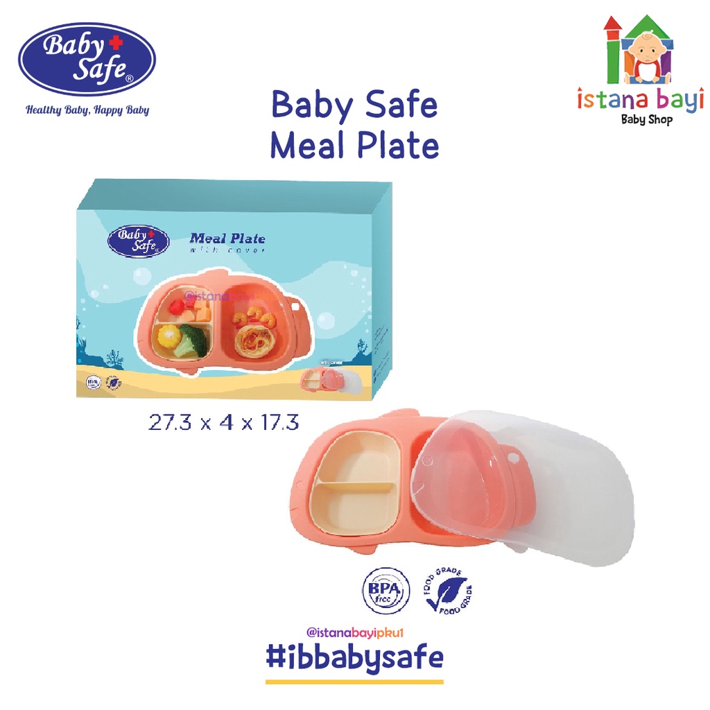 Baby safe Meal Plate With Cover B357G/O - Peralatan Mpasi Bayi