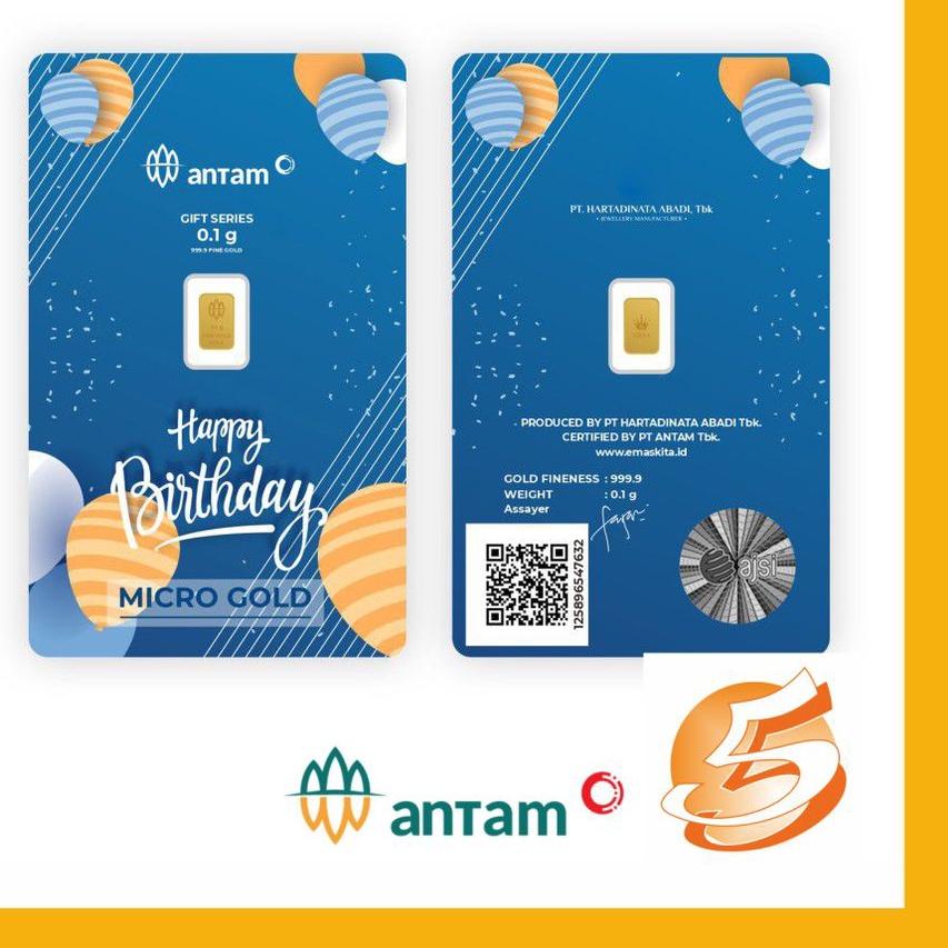 QC  PASS✔️-Emas Logam Mulia 0.1 gram Happy Birthday Logam Mulia Antam LM Murni 24k Hadiah Kado Gift 