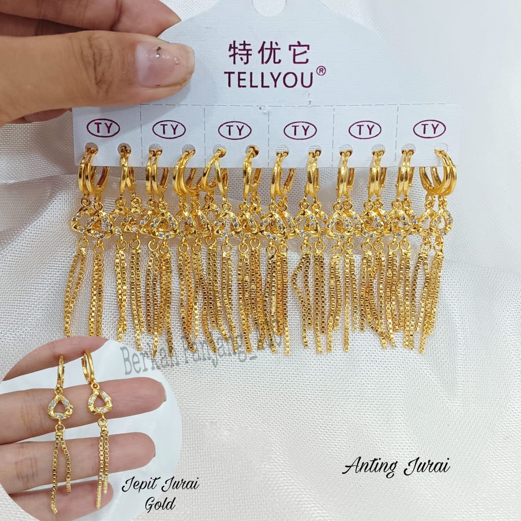 COD 12 PASANG/CHAR ANTING JURAI  ITALI MOTIF PERMATA DEWASA FASHIONABLE  Part #2 perhiasan super berkelas fashion korea anti karat dan anti luntur