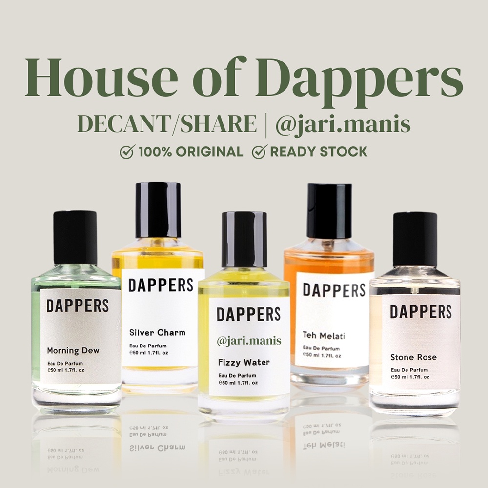 decant share - House of Dappers Teh Melati Morning Dew Stone Rose fizzy water vial tester parfum