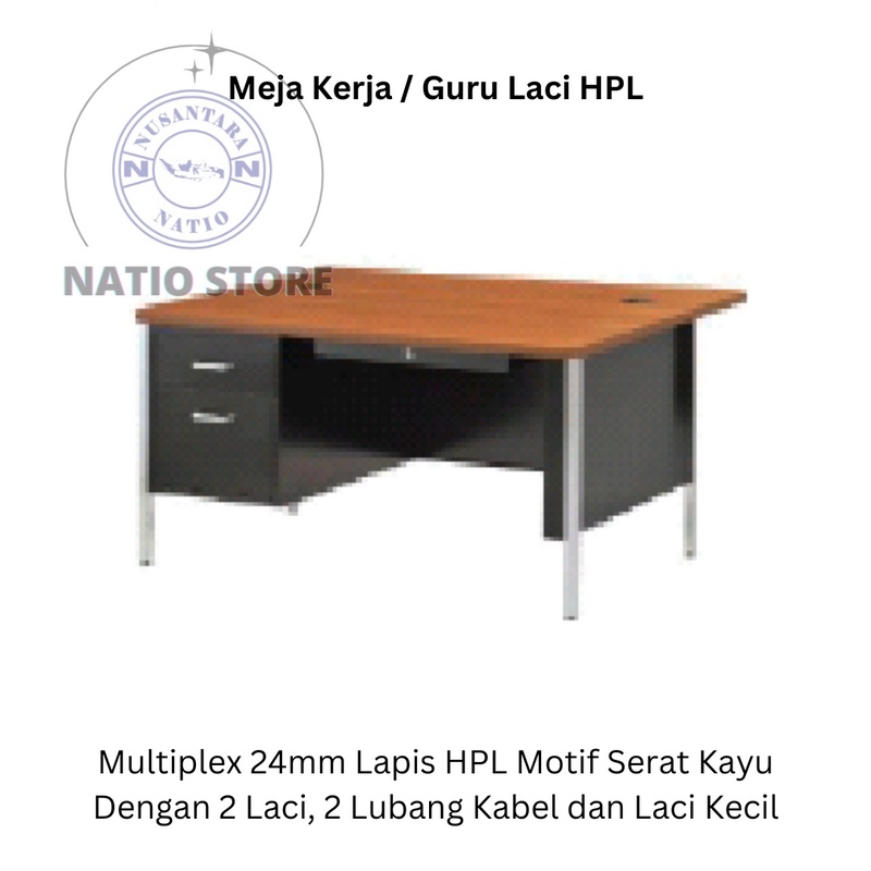 

Meja Kerja / Meja Guru Sekolah & Universitas Motif Serat Kayu HPL