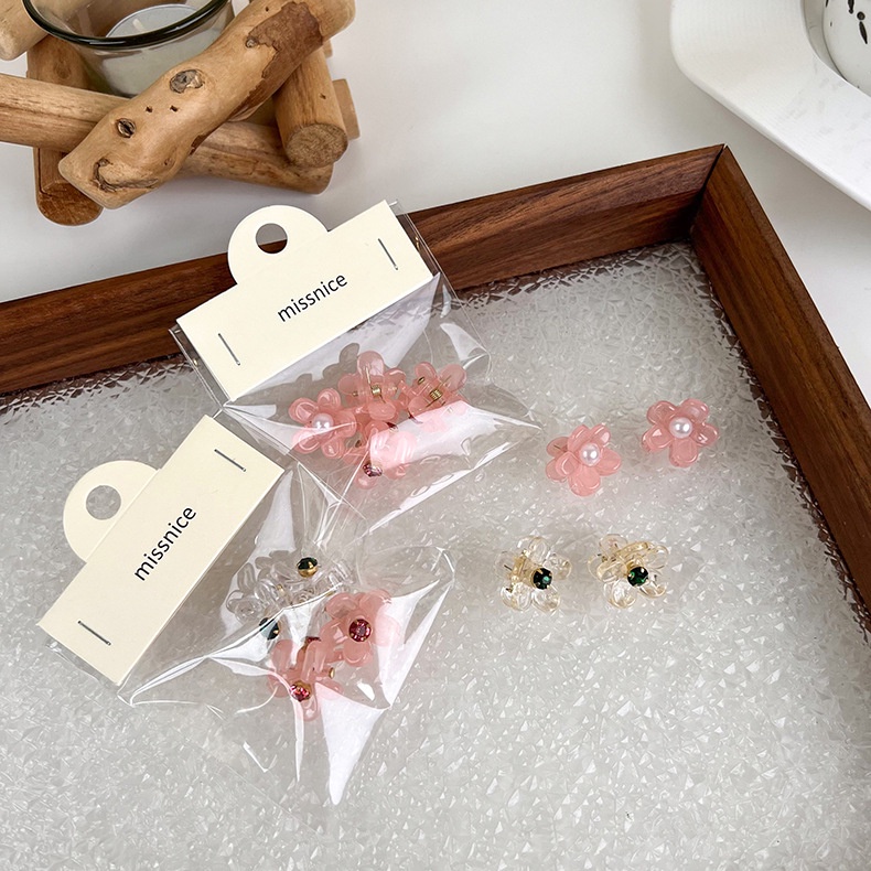 MINI FLOWER SHAPE PINK GREEN PONYTAIL HAIR CLIP SMALL CUTE WARNA POLOS JEPIT JEPITAN BUNGA KECIL PONI RAMBUT LUCU KOREA KOREAN STYLE GLOSSY HIJAU MERAH MUDA