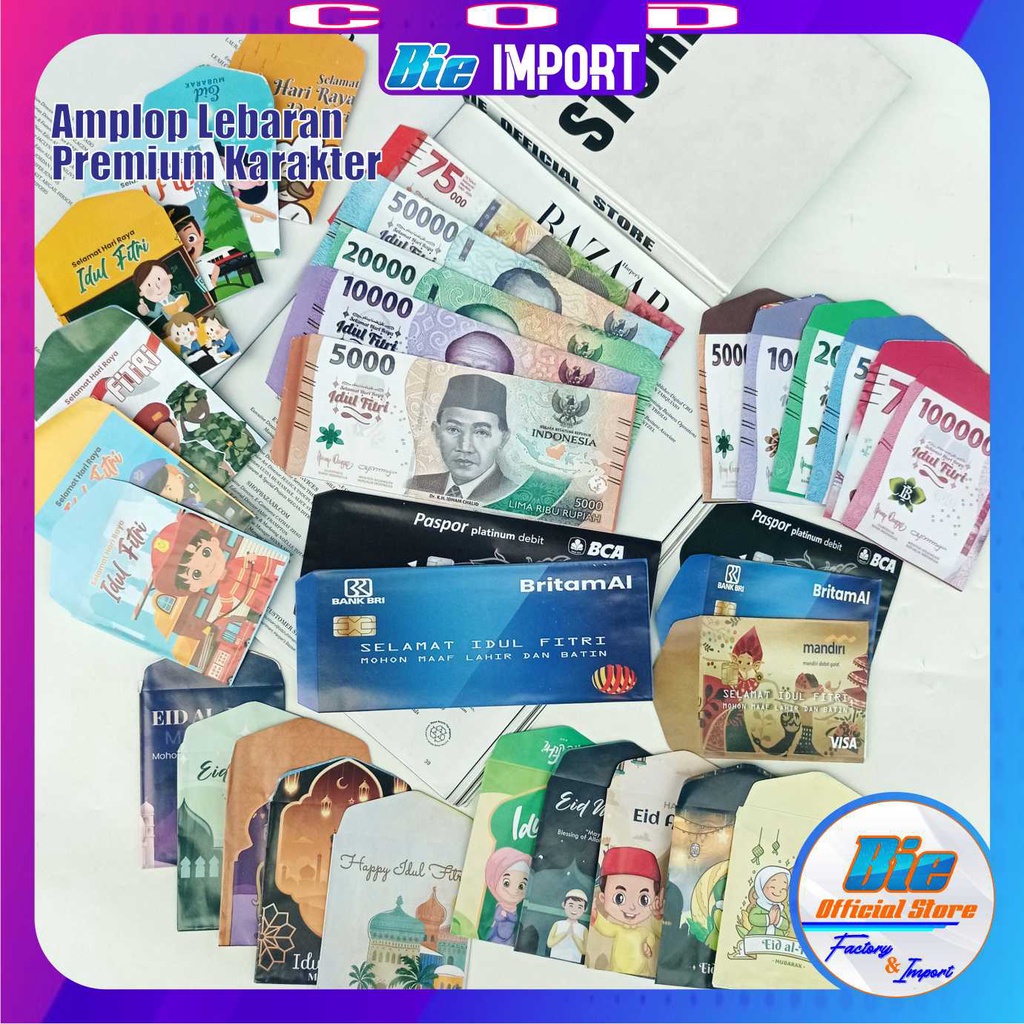 Amplop Lebaran Uang ATM Islami Size Sedang dan Jumbo  isi 10 Pcs Best Seller