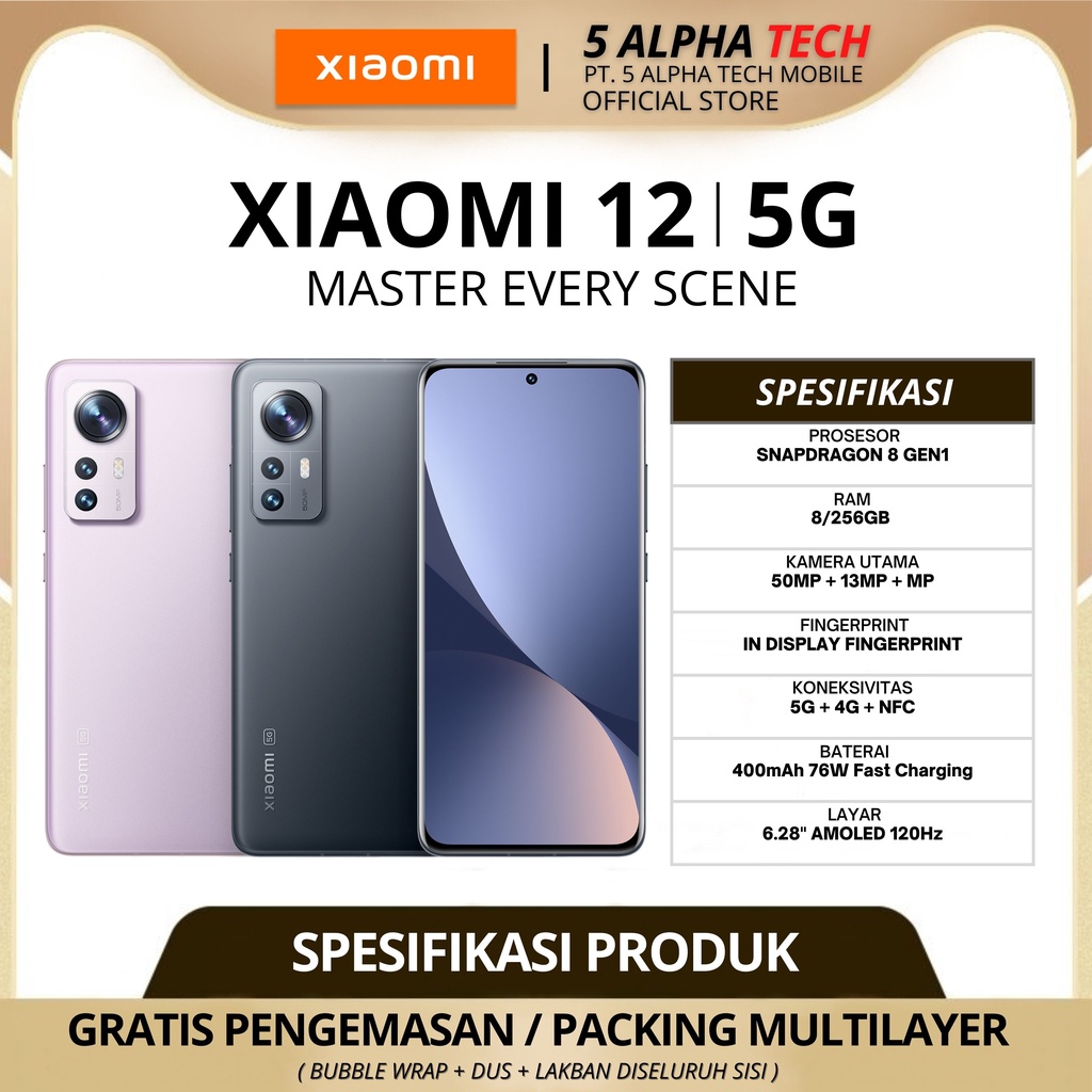 XIAOMI 12 5G NFC 8/256GB GARANSI RESMI XIAOMI