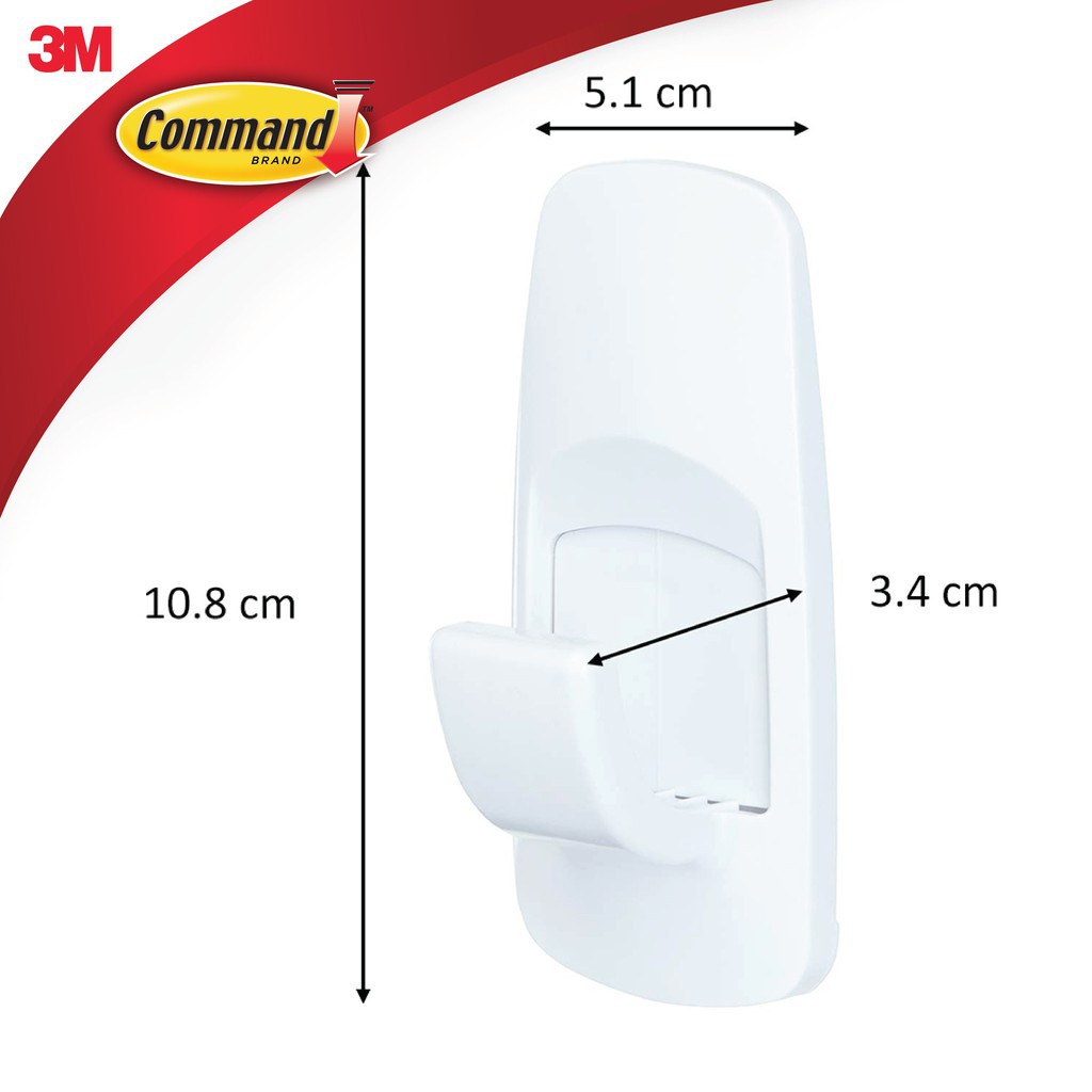3M™ Command™ Jumbo Utility Hook, 17004, Menahan hingga 3.4kg, 1 pak, Jumbo, Untuk berbagai permukaan dinding