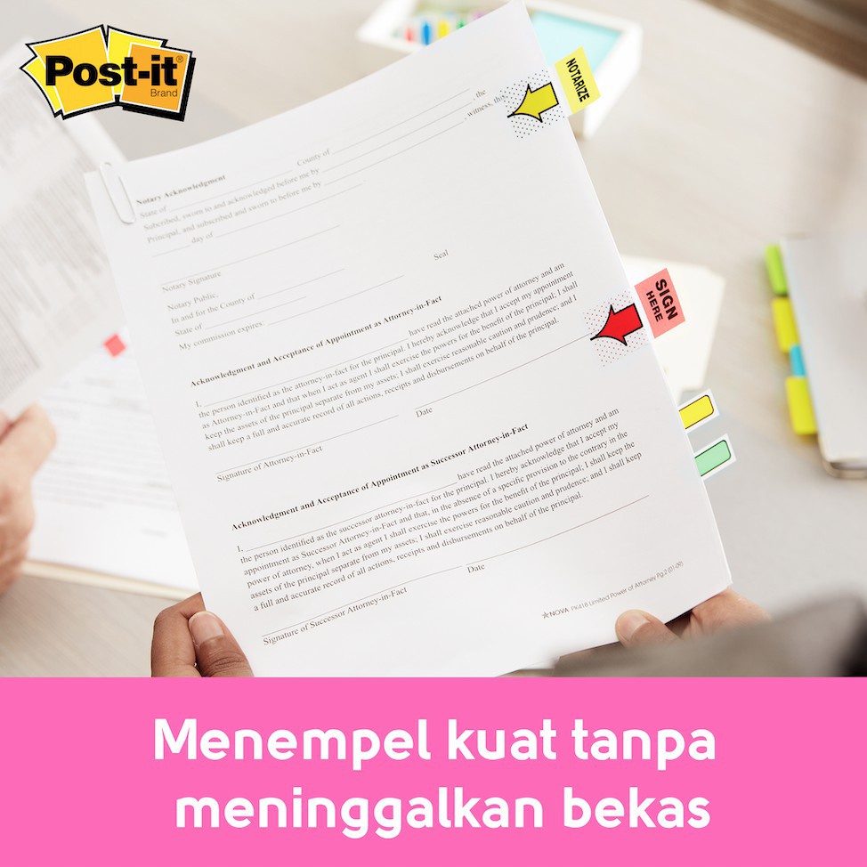 3M™ Post-it® Sign Here, 680-9, Menempel kuat, 50 lembar, 1x1.7 inci, Untuk menandai dengan mudah &amp; cepat