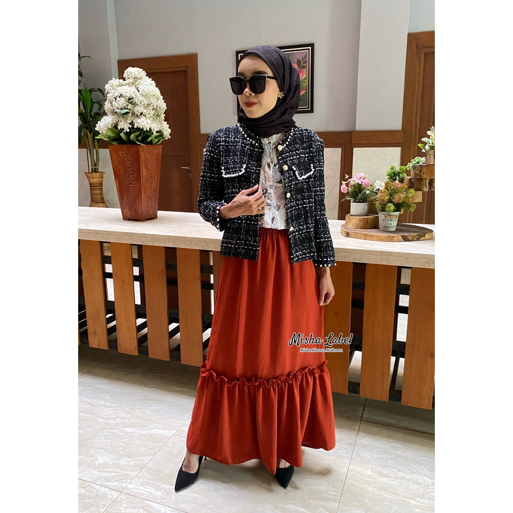 ROK KOREA / ROK SKIRT WANITA / LONG SKIRT PREMIUM ZARA CRINCKLE AIRFLOW IMPORT By MISHA LABEL