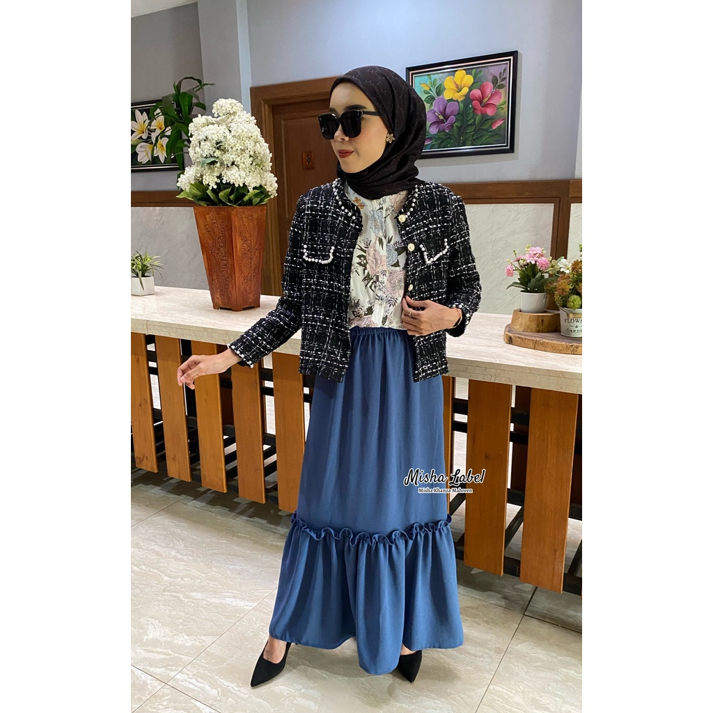 ROK KOREA / ROK SKIRT WANITA / LONG SKIRT PREMIUM ZARA CRINCKLE AIRFLOW IMPORT By MISHA LABEL