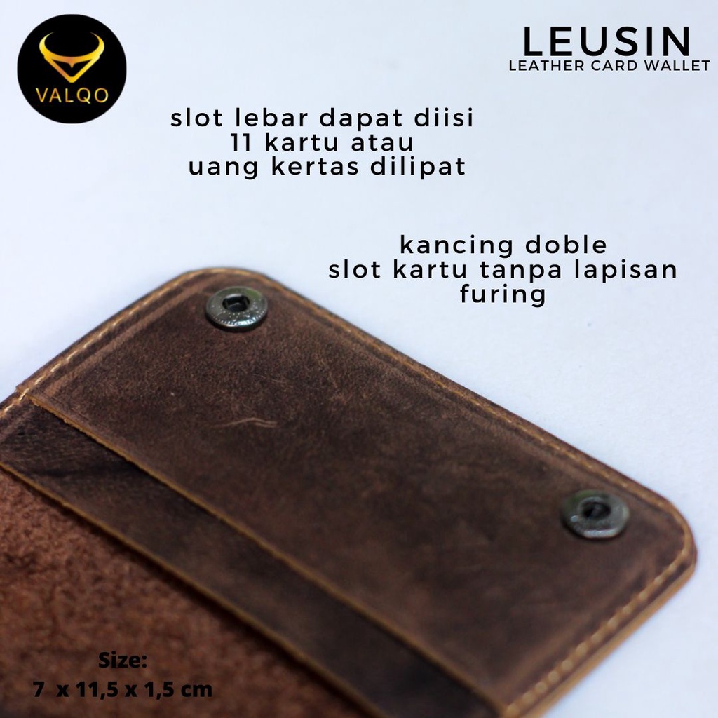 [VALQO] LEUSIN Dompet Kartu Kulit Sapi ID Card holder Cowok Cewek Pria Wanita bisa COD