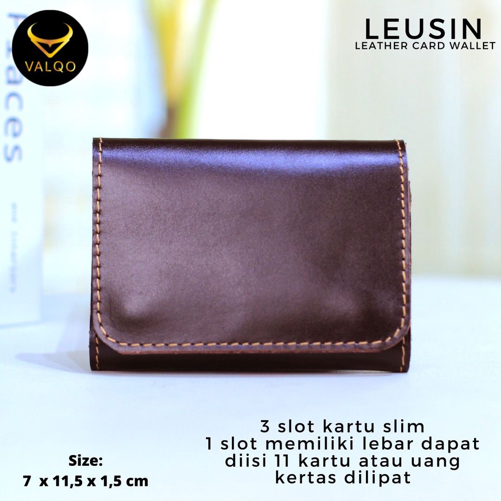 [VALQO] LEUSIN Dompet Kartu Kulit Sapi ID Card holder Cowok Cewek Pria Wanita bisa COD