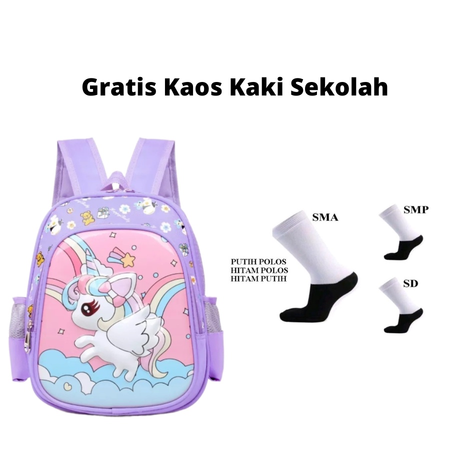 tas sekolah anak perempuan tas sekolah anak paud tk tas ransel anak perempuan free kaos kaki