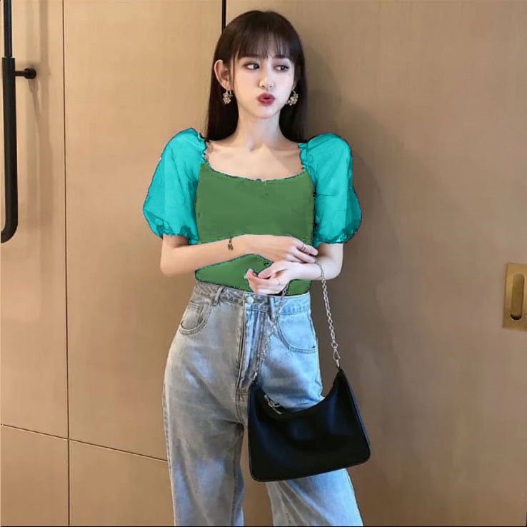 Atasan wanita knit korean style tangan balon 947