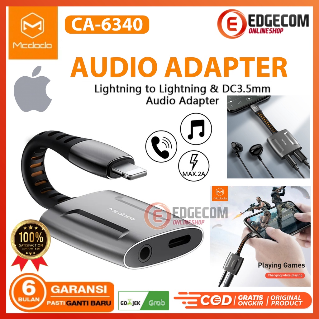 MCDODO CA-6340 Lightning to Jack Audio 3,5mm + Lightning Charging