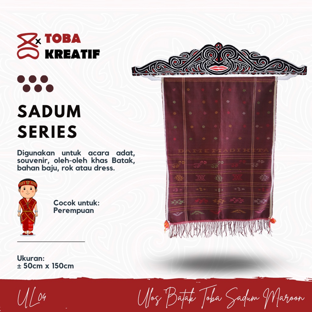 Kain Ulos Batak Toba Sadum Maroon