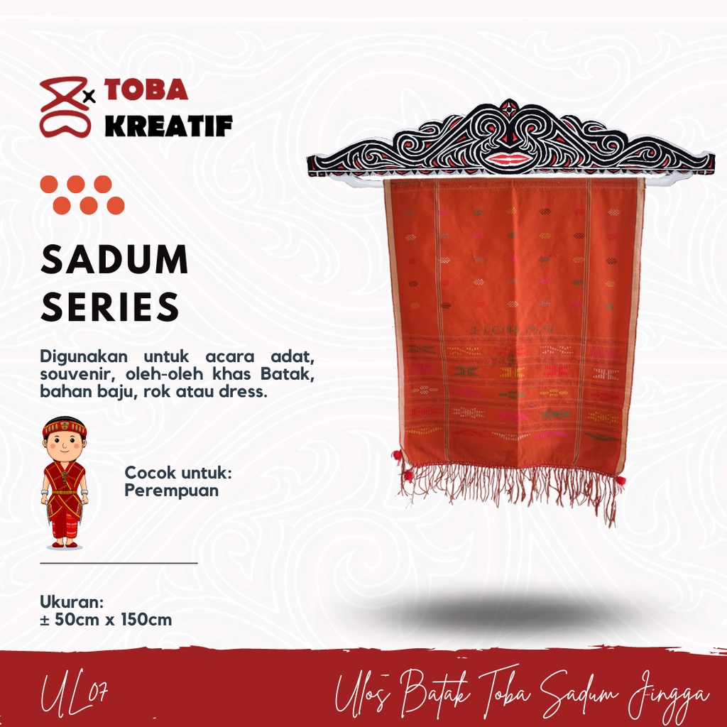 Kain Ulos Batak Toba Sadum Jingga