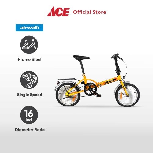 ACE Airwalk Jedi Sepeda Lipat 16 Inci 1 Speed Anak Dewasa Folding Bike
