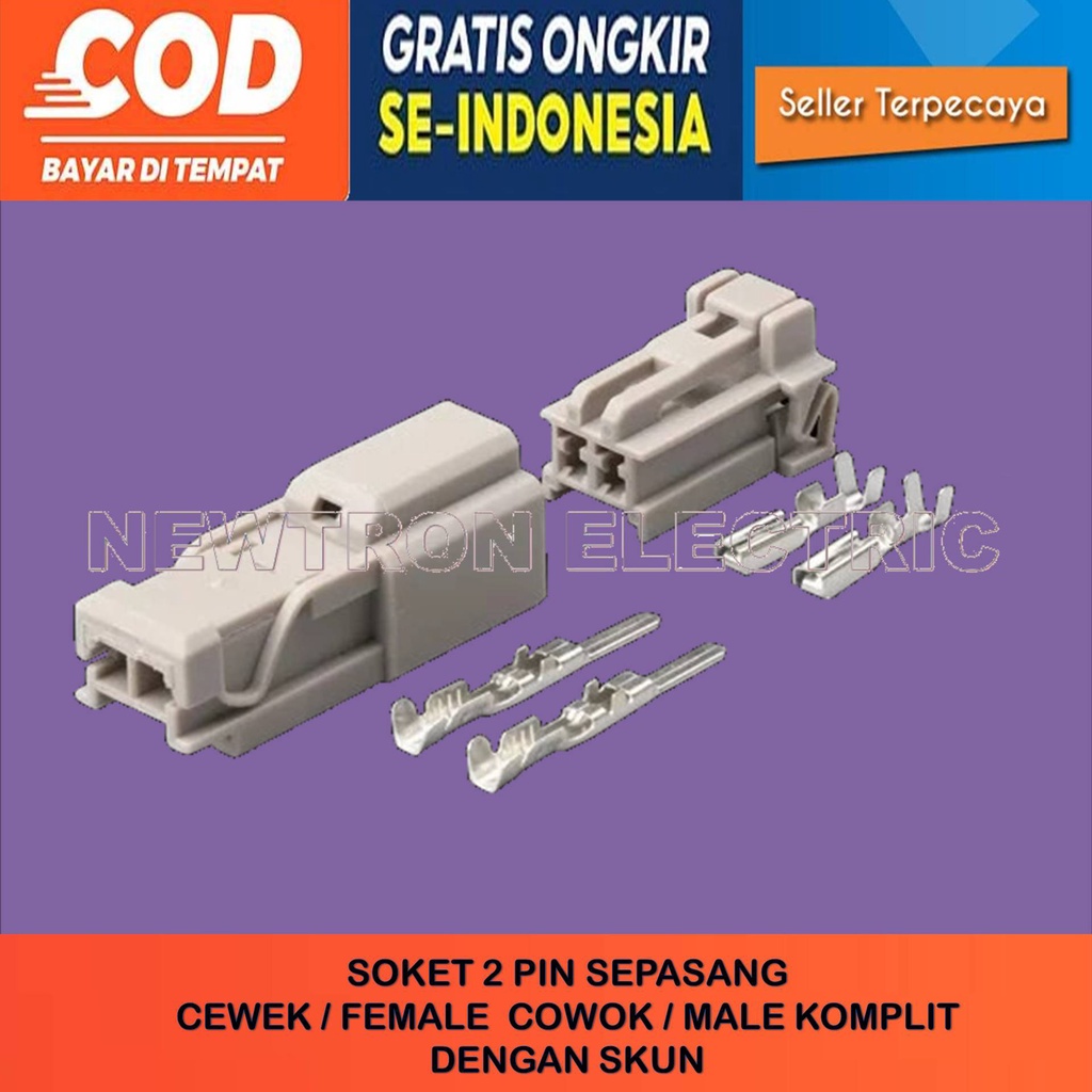SOKET SOCKET KONEKTOR CONNECTOR KABEL 2 PIN BAGASI MOBIL MALE FEMALE TAHAN PANAS