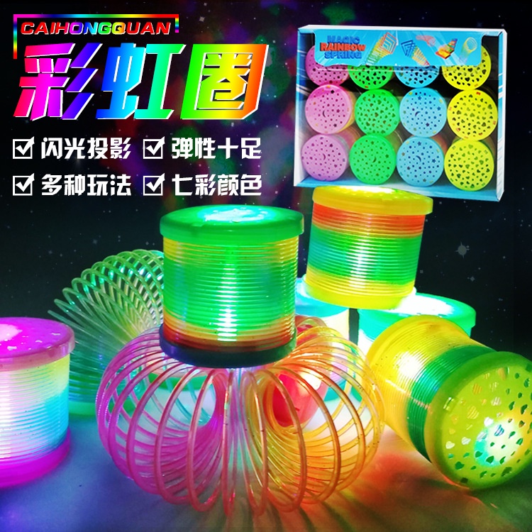 ANGEL Rainbow Magic Spring Mini Lightning Mainan Spiral Kecil Per Gas Nyala Lampu