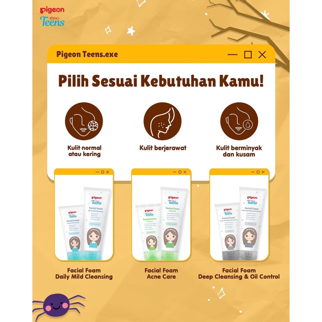 PIGEON Teens Facial Foam Acne Care Indonesia / Pembersih Wajah 40g 100g / For Acne Prone Skin / Fight Acne Bacteria Fresgh Hydrated / Jerawat Berjerawat Cleanser / Skincare Face Care Series Anak Remaja / All Skin Type Daily Mild Cleansing and Oil Control