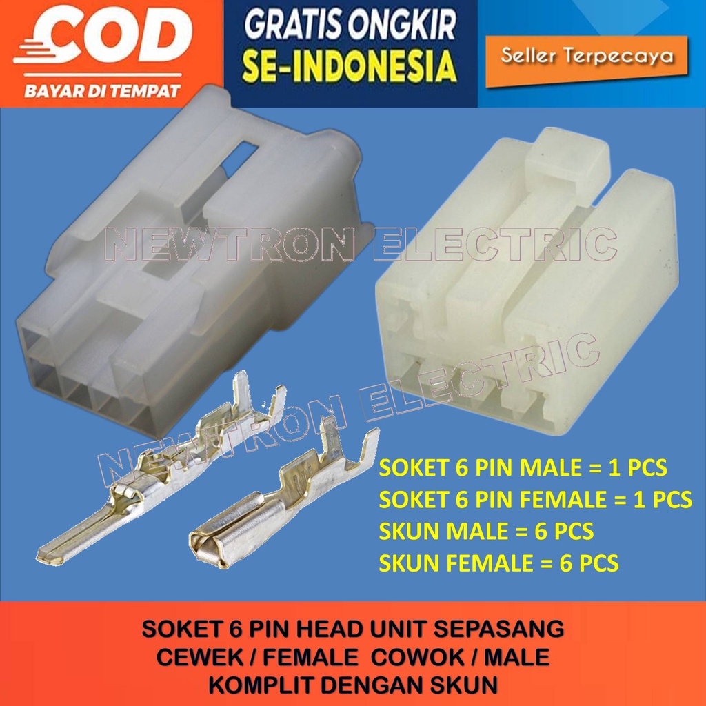 SOKET 6 PIN SOKET HU 6 PIN SOKET MOBIL 6 PIN SOKET TAPE MOBIL 6 PIN MALE FEMALE