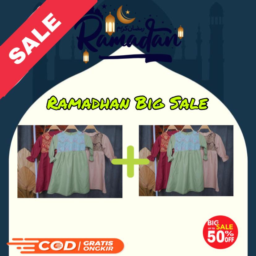Kumagi- Promo Combo Baju Gamis Anak Perempuan Lengan Panjang usia 3 tahun - 10 tahun