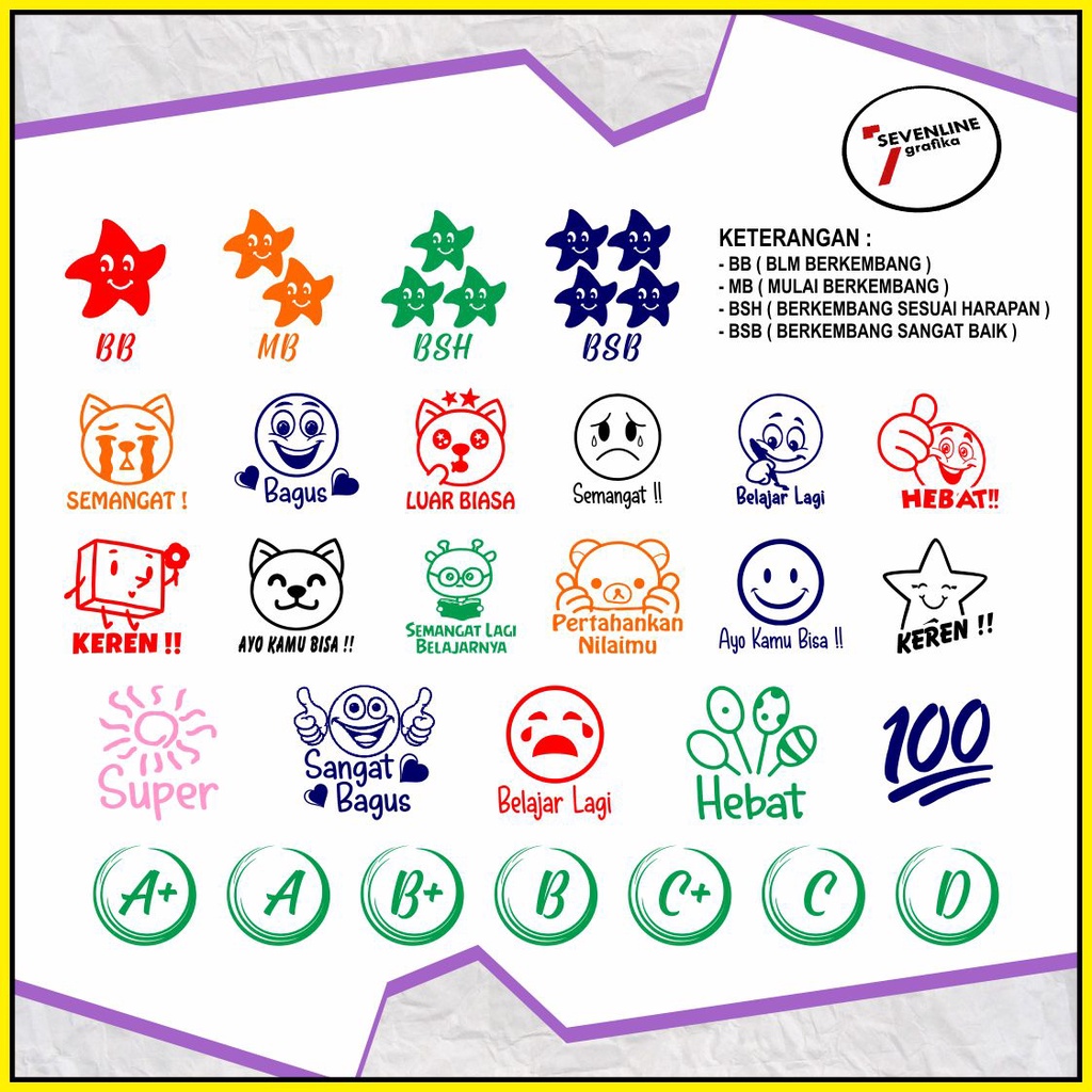 

Stempel Nilai Stempel Reward PAUD / TK / SD / Home Schooling