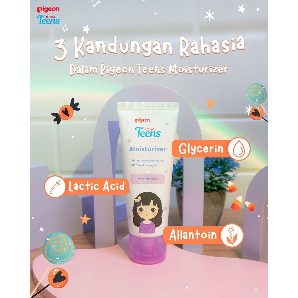 PIGEON Teens Moisturizer For All Skin Types Indonesia / Pelembab Wajah 20ml 50ml / Untuk Semua Jenis Kulit / Moist Moisturizing Melembabkan Lembab Hydrating Hidrasi Dry Kering / Skincare Face Care Series Anak Remaja / Gel Day Night Cream Krim Mask Masker