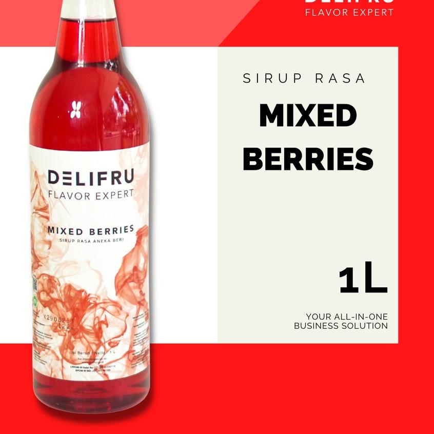 

Limited⭐✔️-Syrup Mixed Berries Delifru 1 Liter - Sirup Aneka Buah Beri Premium