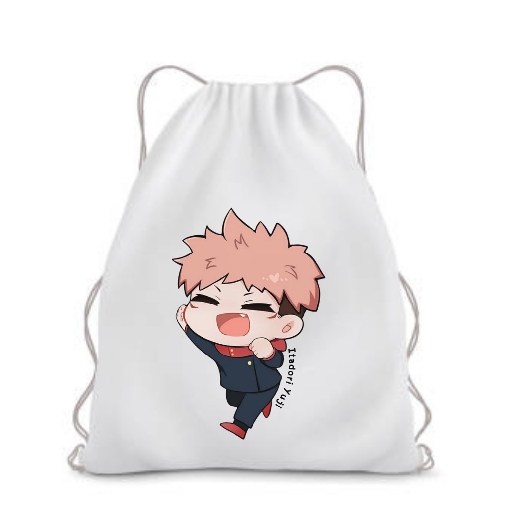 BISA CUSTOM Stringbag JUJUTSU KAISEN Ransel Serut Tas drawstring Anime  sekolah kampus olahraga