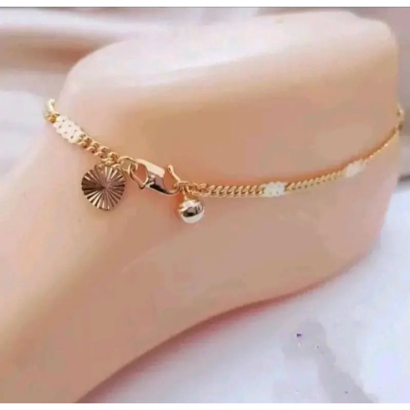 gelang kaki titanium berlapis emas bermotif terbaru