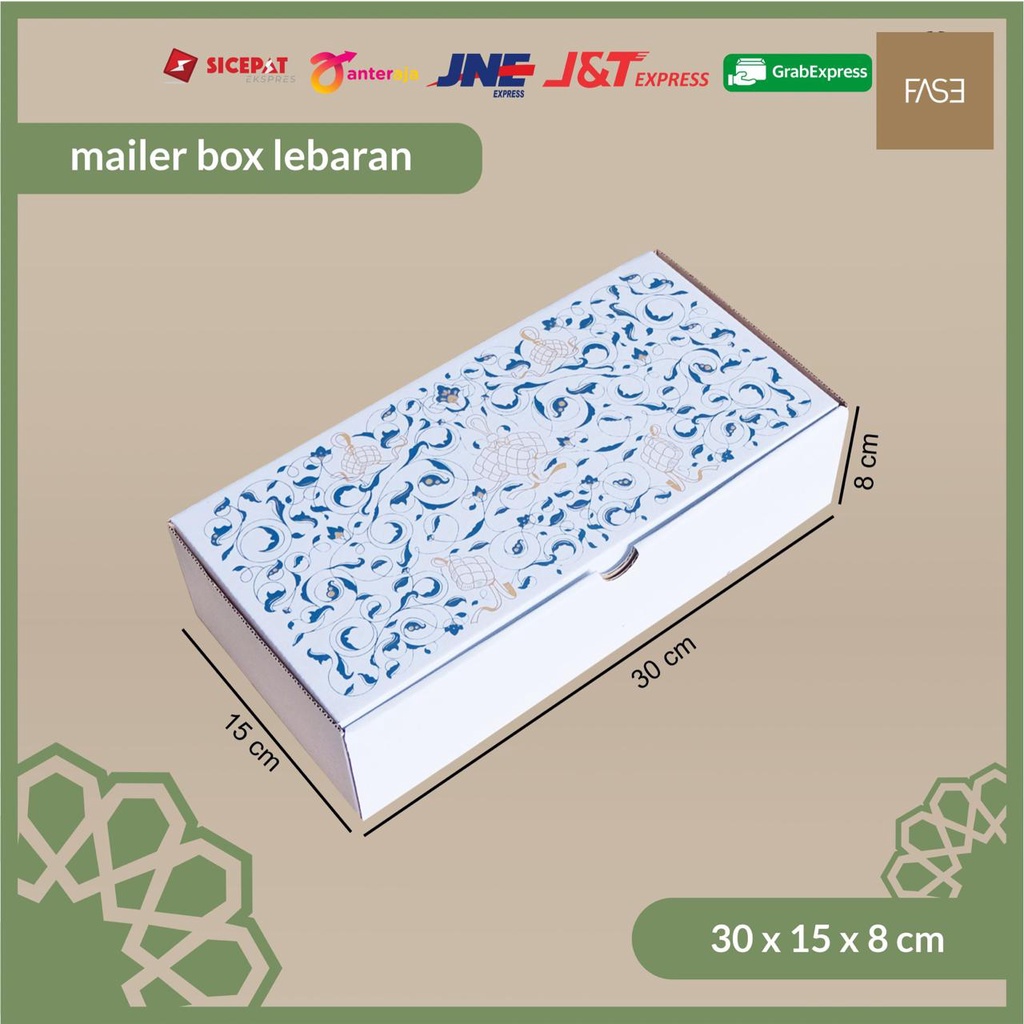 

Dus Idul Fitri / Box Turki Mailer 30 x 15 x8 cm isi 5 pcs / Corrugated Box Packaging Die Cut Mailer Hampers Idul Fitri