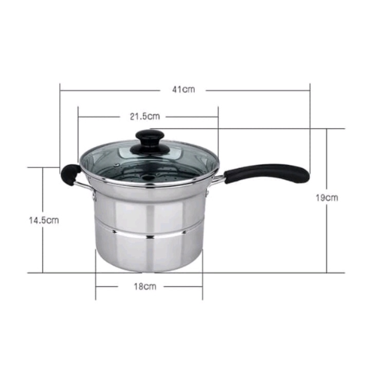 Panci Deep Fryer 21 cm Multifungsi pot 2 in 1 - Stainless Steel