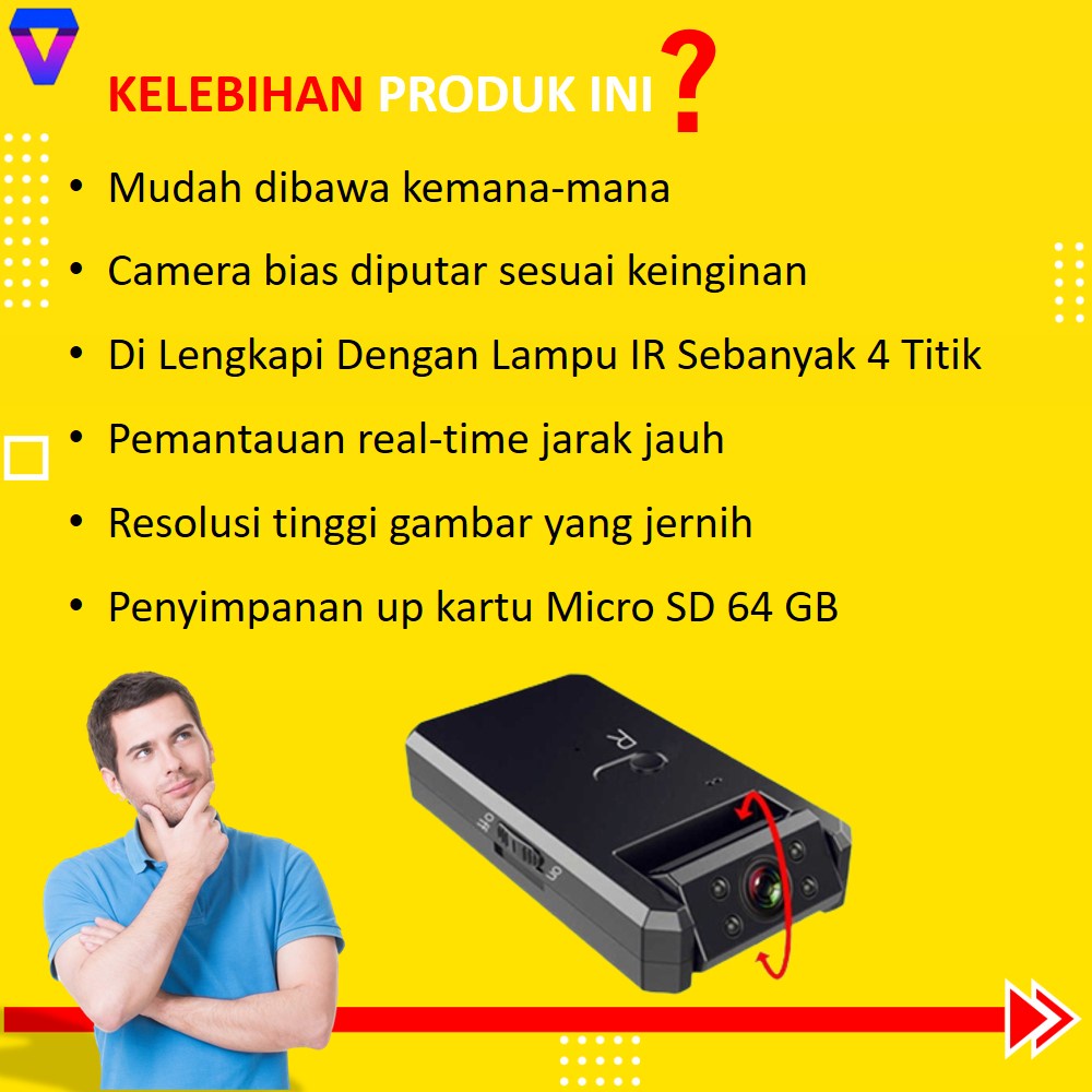 CCTV MINI WIFI KAMERA PENGINTAI TANPA KABEL TERSEMBUNYI SPY CAM IP CAMERA WIRELESS SAMBUNG KE HP HIDEEN CAMERA SPORT MINI JS181