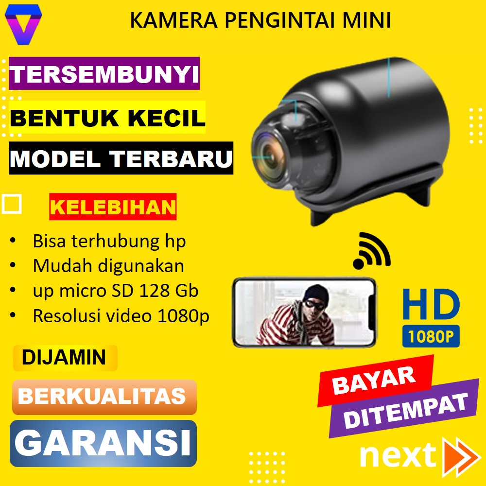 KAMERA PENGINTAI MINI TANPA KABEL CAMERA MINI TERSEMBUNYI CCTV WIFI IP KAMERA  SPY CAM HIIDEN CAMERA WIRELESS JS182