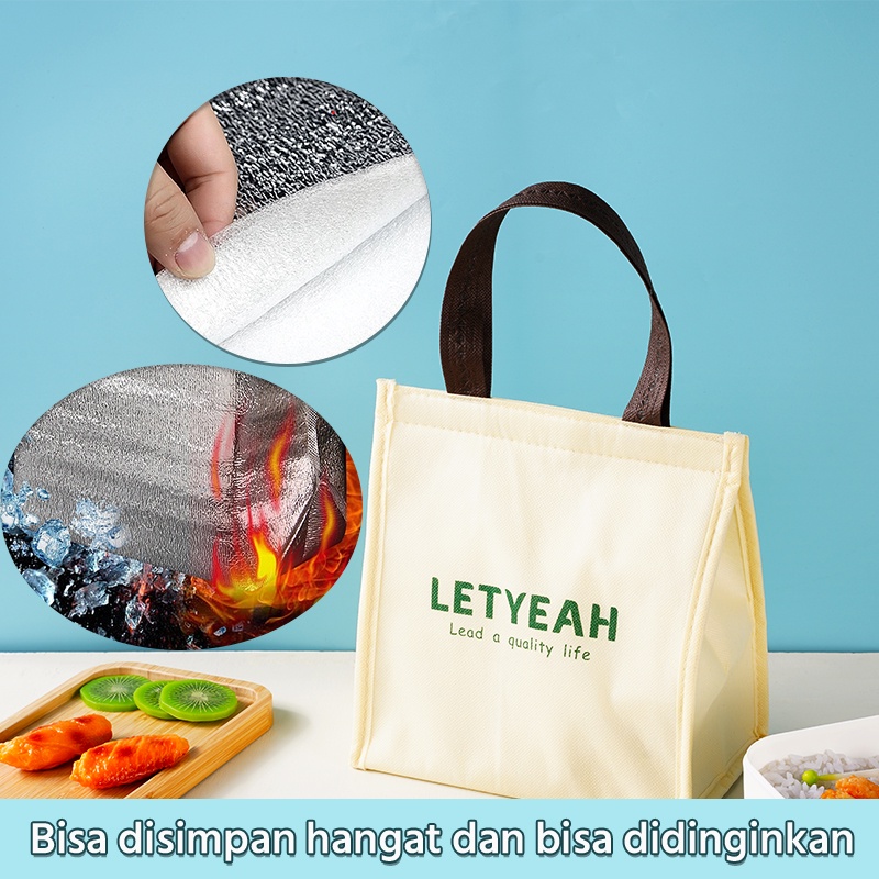 Letyeah &amp; Kaizenliving Tas Bekal Travel Sekolah Anak Lunch Bag Tas Bekal Jumbo Dewasa Tas Isolasi Makanan Anti Air