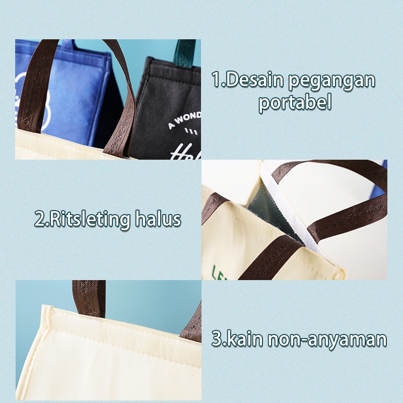 Letyeah &amp; Kaizenliving Tas Bekal Travel Sekolah Anak Lunch Bag Tas Bekal Jumbo Dewasa Tas Isolasi Makanan Anti Air