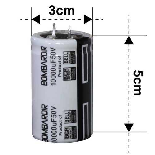 Capasitor 10000uF 50V BOMBARDIR BELL Heavy Duty PUTIH Kapasitor Elco 10.000 Mikro 50 Volt