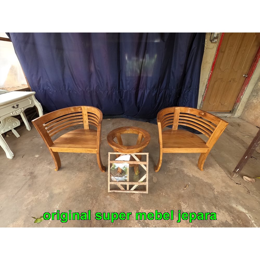 Kursi Teras Jati Bulat Cantik Minimalis Kayu Jati furniture Jepara