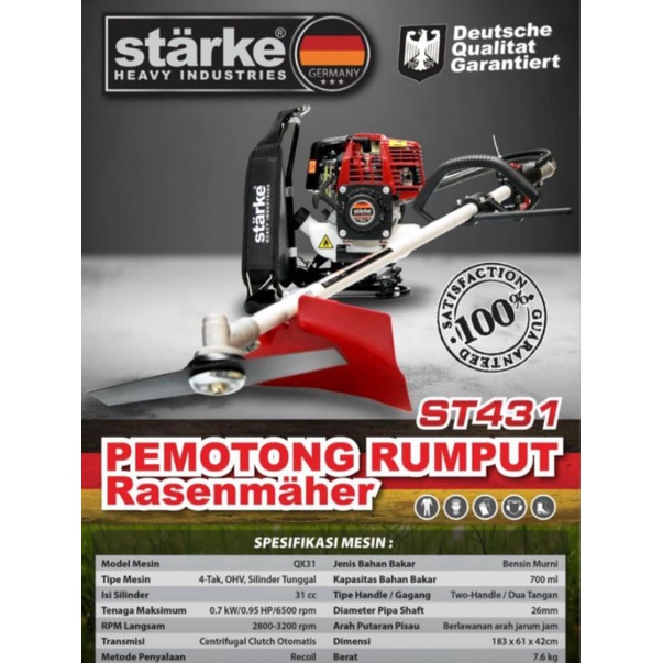 Mesin Potong Rumput 4 Tak STARKE ST431 / Mesin Pemotong Rumput Bensin 4 Tak STARKE ST 431