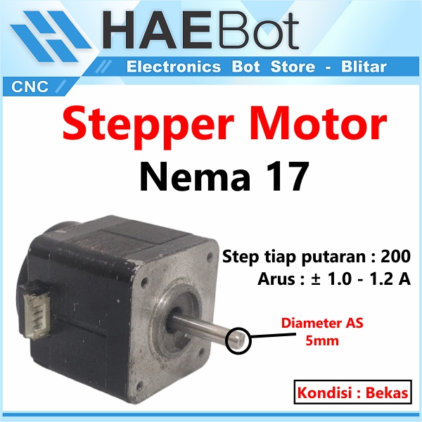 [[HAEBOT] Nema 17 Mikro Stepper Motor 42mm 38mm CNC 3D Printer Axis Mekanik 1.1A Dinamo Induksi Mesin Router Engraver Laser Slider Kuat Stepping Drawing