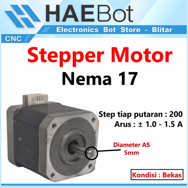 [HAEBOT] Nema 17 Mikro Stepper Motor 42mm 40mm CNC 3D Printer Axis Mekanik 0.7A 1.1A Dinamo Induksi Mesin Router Engraver Laser Slider Kuat Stepping Drawing