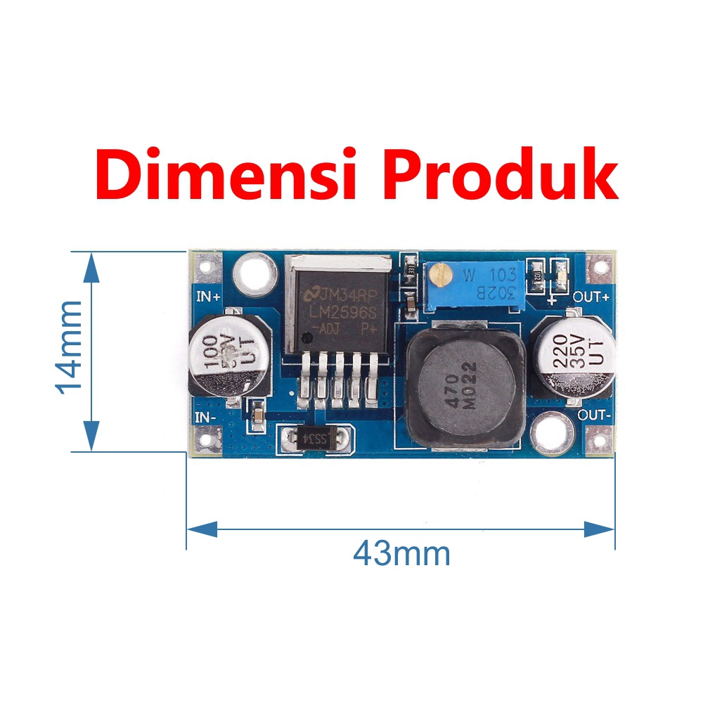 [[HAEBOT] Step Down Module LM2596 3A Adjustable DC Buck Converter Penurun Tegangan 2A in 3.2 - 40V DC-DC Driver out 1.25 - 35V Variabel Regulator Switching Perubah voltase Mini